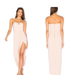 Shona Joy Strapless Sweetheart Blush Maxi with High Slit